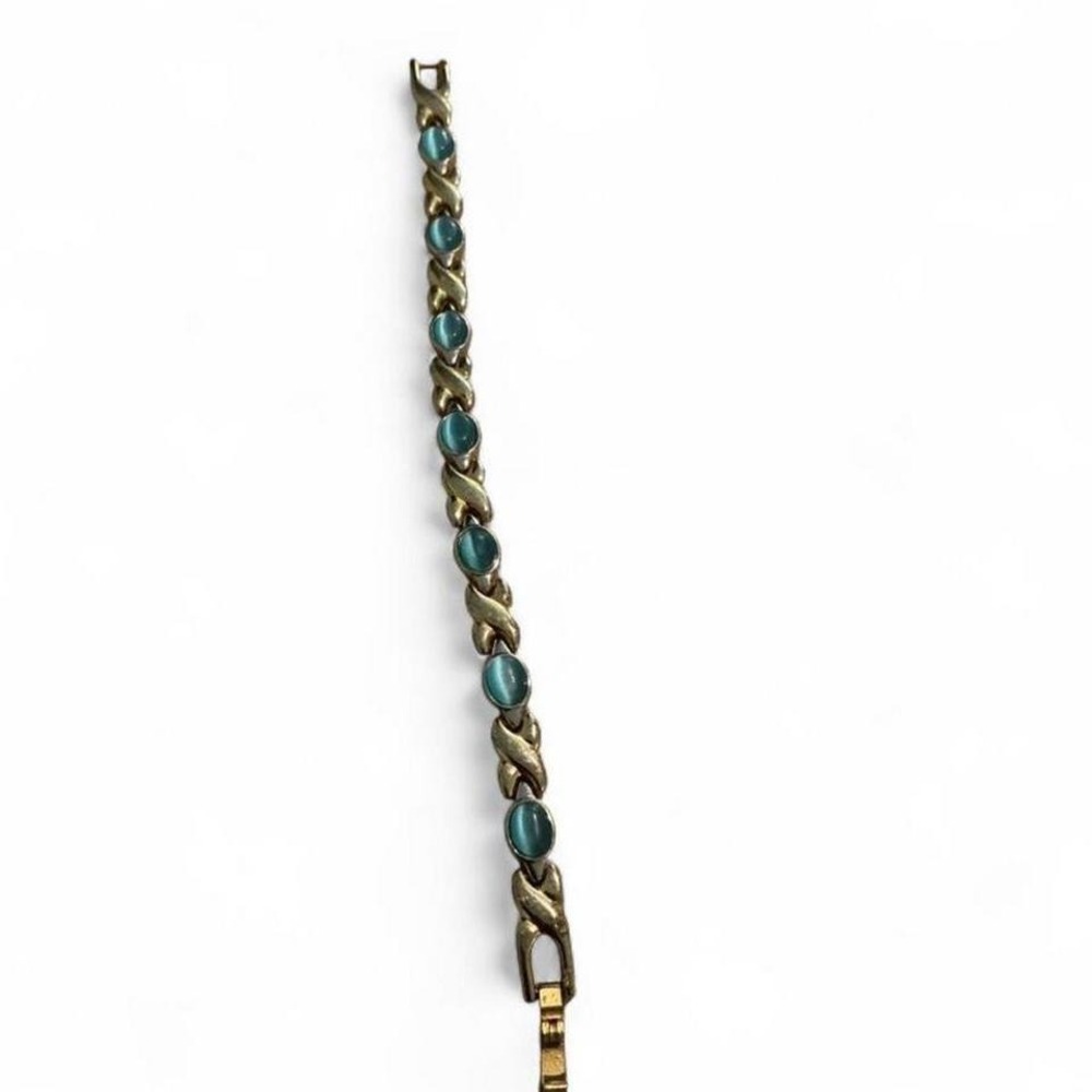 Unbranded Bracelet Women 7.5in Gold Teal Good‎ XO Cats Eye Boho